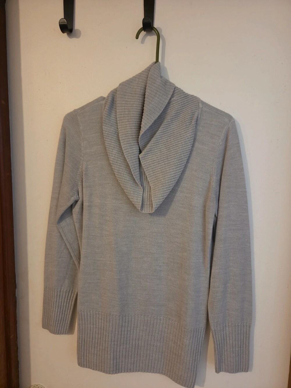 Gray Ruffle Neck Sweater for Women